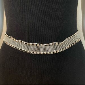 Silver tone mesh metallic waist chain belt